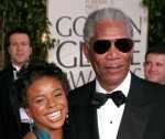 Actor Morgan Freeman and his step-granddaughter E’Dena Hines pose for photos during the 62nd Annual Golden Globe Awards, in Beverly Hills, in 2005 (AFP Photo:Kevin Winter)