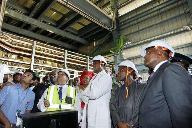 President Edgar Chagwa Lungu (right) during tour of the Dangote 30 Watts Coal Fired Plant in Masaiti District of the Copperbelt Province on Tuesday, August 4,2015. PICTURE BY SALIM HENRY:STATE HOUSE © 2015 Aliko Dangote