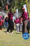 President Lungu tees off at the hole no 1 while looking is Organising Committee Chairperson and President of the Africa Golf Confederation Ambassador Joe Malanji.