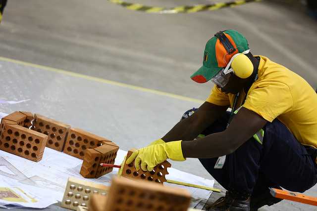 WorldSkills Zambia Competitor in Bricklaying