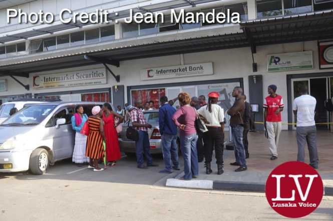 scores Intermarket Bank customers were spotted at its Central Park Branch as a word has gone around that the Intermarket Bank has been put under Bank of Zambia  receivership  as some senior banks employees were seen locking the doors without address anyone that were waiting outside