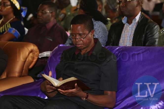 Edgar Lungu at the Reformed church of Zambia in Chipata lusakavoice.com