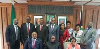 Hon Kalaba in Pretoria with diplomatic staff at the Zambian High Commission. - lusakavoice.com