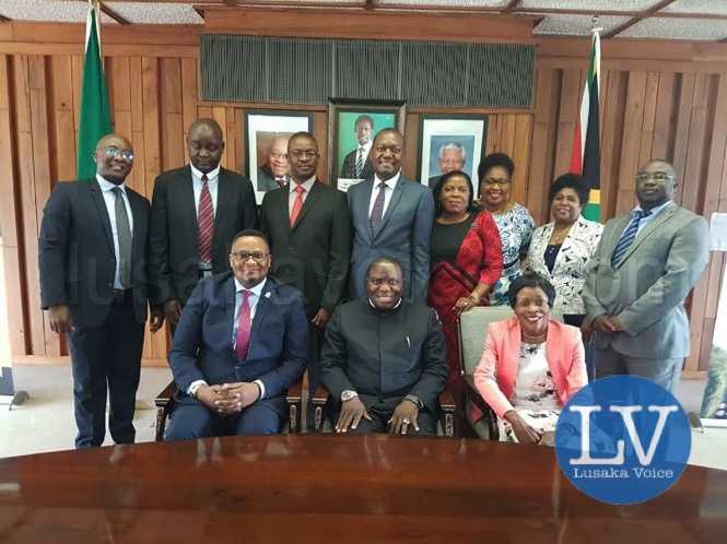 Hon Kalaba in Pretoria with diplomatic staff at the Zambian High Commission. - lusakavoice.com