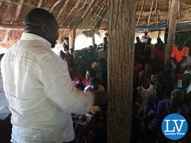 Vincent Nyangu the Luangwa District Chairperson receiving his National Secretary Raphael and his entourage in Luangwa on Saturday