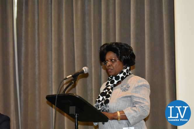 First Lady of Zambia Mrs Esther Lungu delivering a keynote address at a side-event co-organised by FAO, IFAD, WFP, UN Women, the EU and the Permanent Mission of Slovak to the UN
