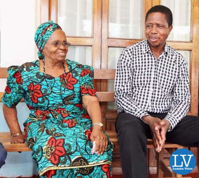 President Edgar Lungu with Mama Salome Kapwepwe.