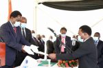 President Hakainde Hichilema receives the affidavit of Oath from Special Assistant to the President for Press and Public Relations Anthony Bwalya at State House on Monday, August 30, 2021 -Pictures by THOMAS NSAMA